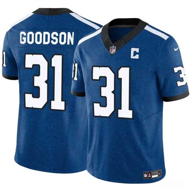 Mens Indianapolis Colts #31 Tyler Goodson Blue 2024 F.U.S.E. Throwback Vapor Limited Stitched Football Jersey Dzhi